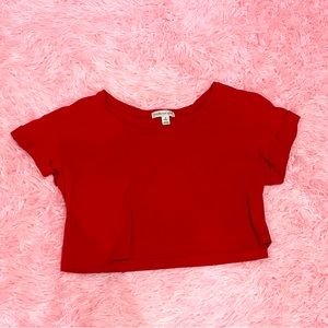 Red crop shirt loose sleeve